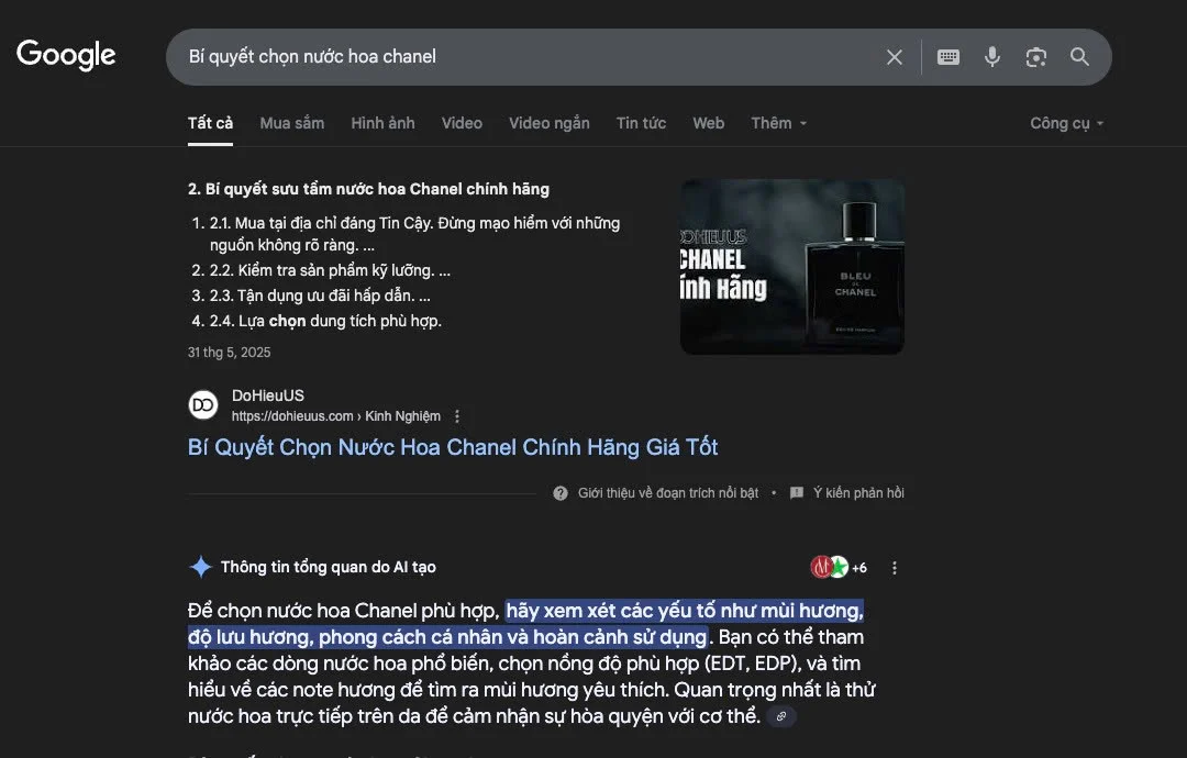 Bài viết nước hoa lên top Google